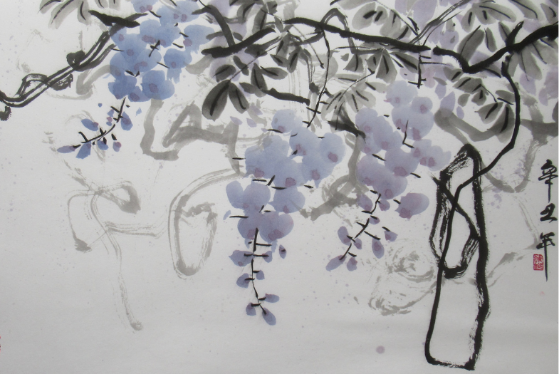 Chinese Brush Painting - Wisteria and Goldfish Workshop